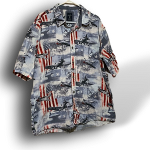 Redhead American flag military button down men’s shirt size 2xl
